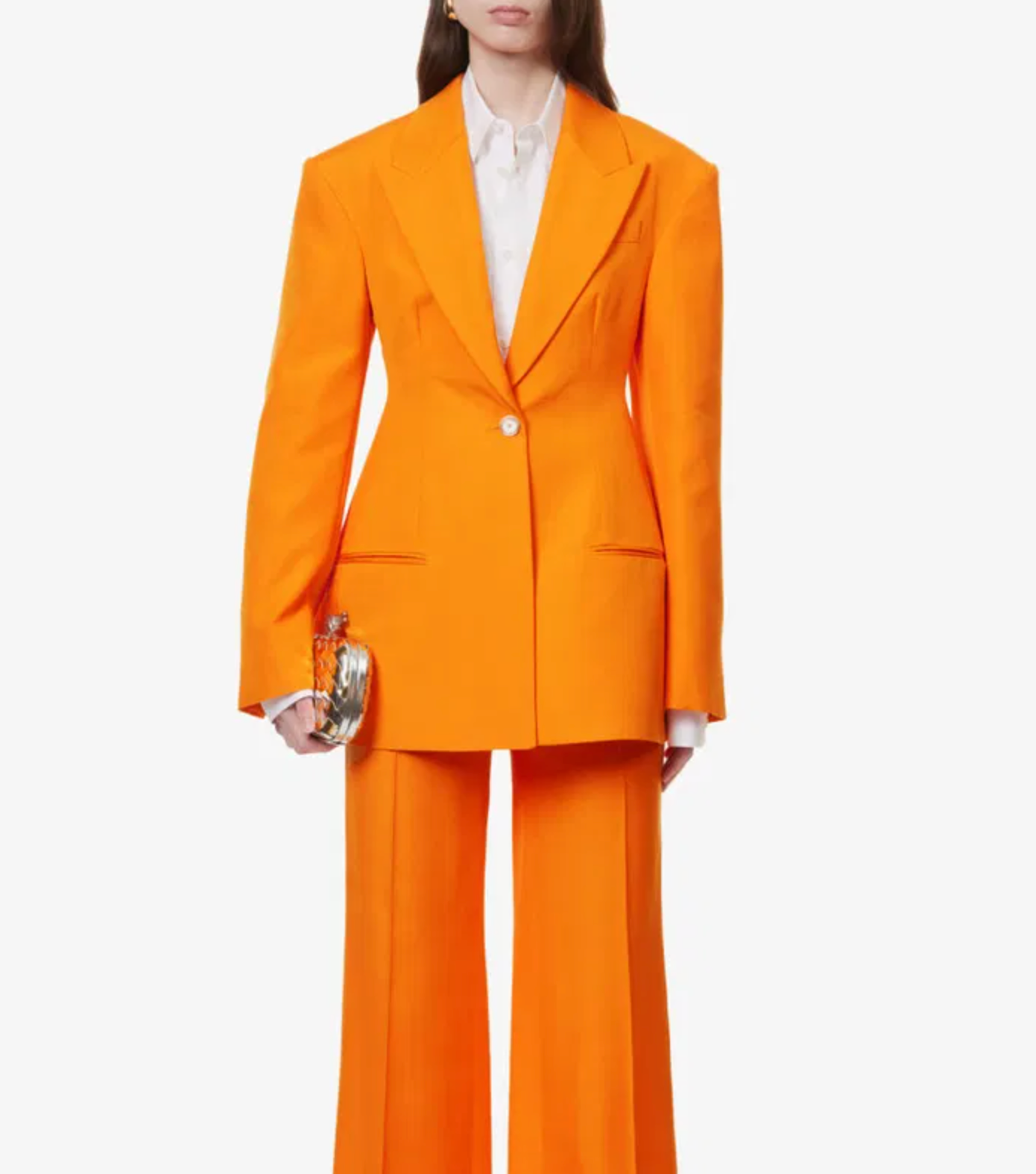 Stella McCartney Peak-Lapel Padded-Shoulder Woven Blazer