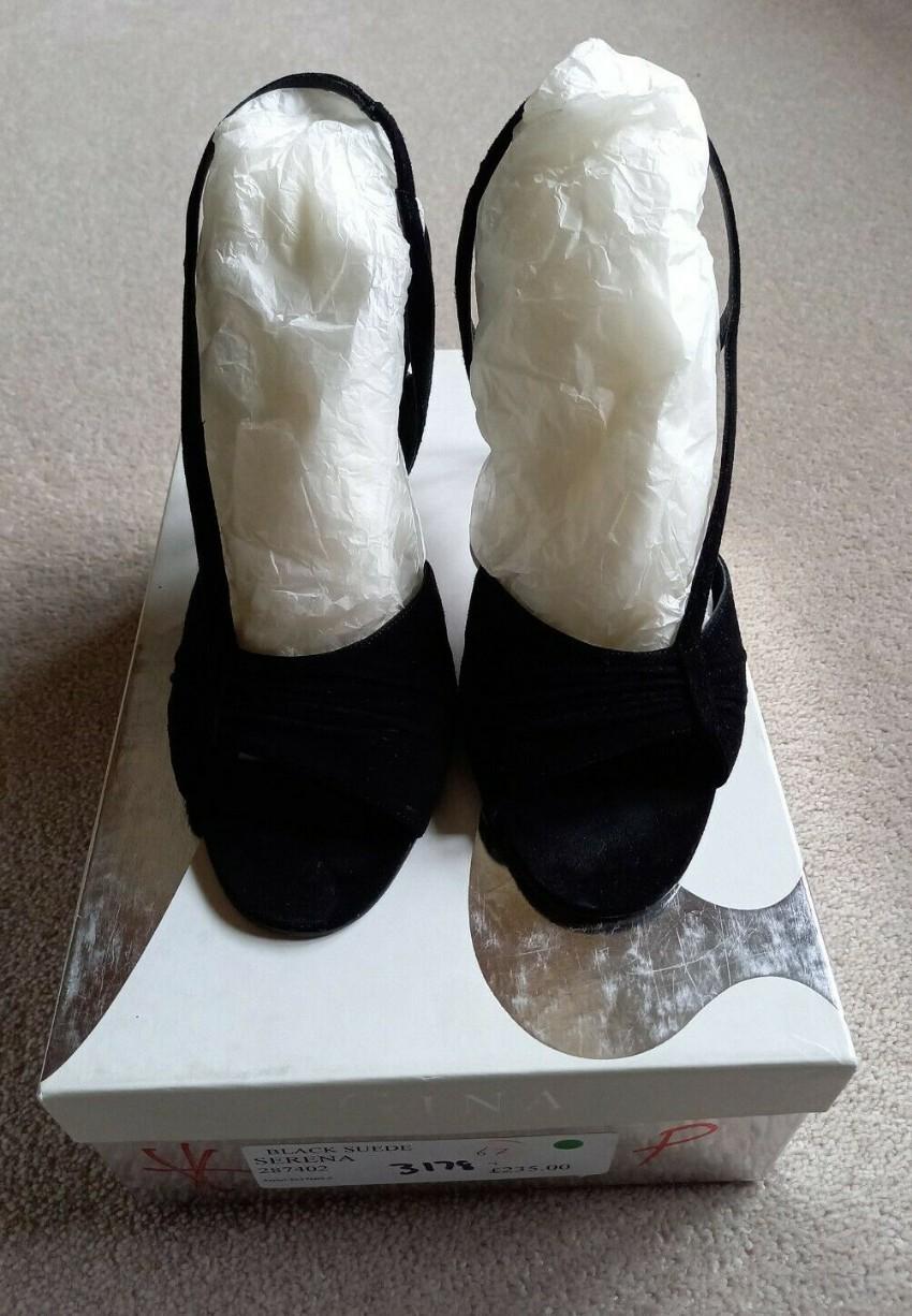 Gina Black Suede Serena Slingback Sandals
