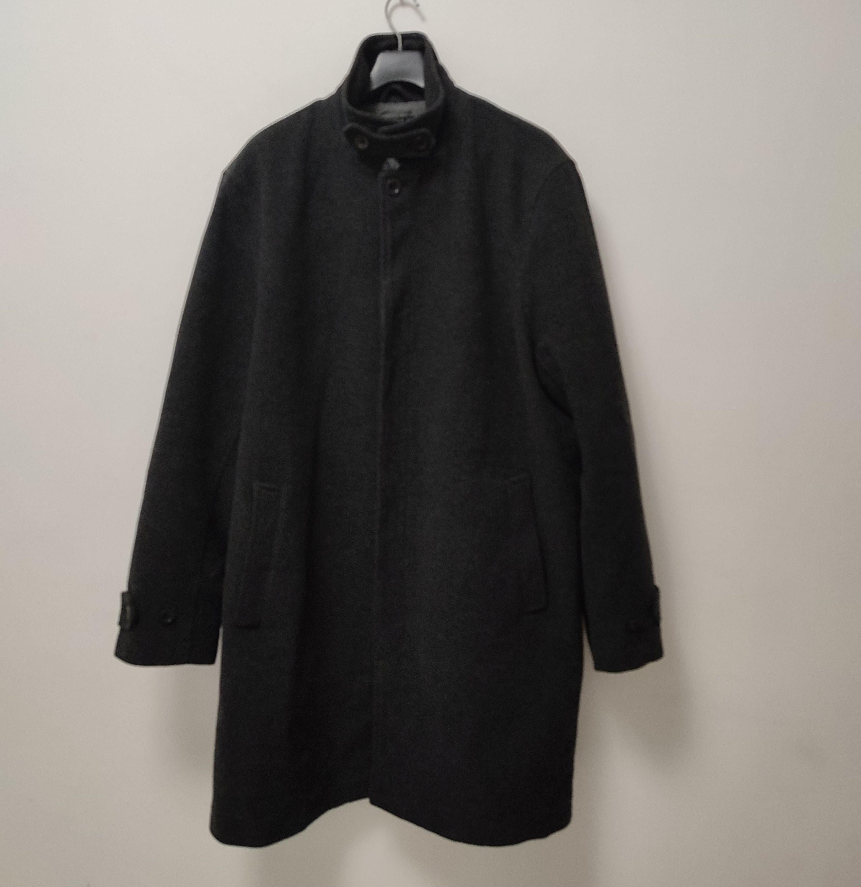 Wool Blend Dark Grey Long Coat