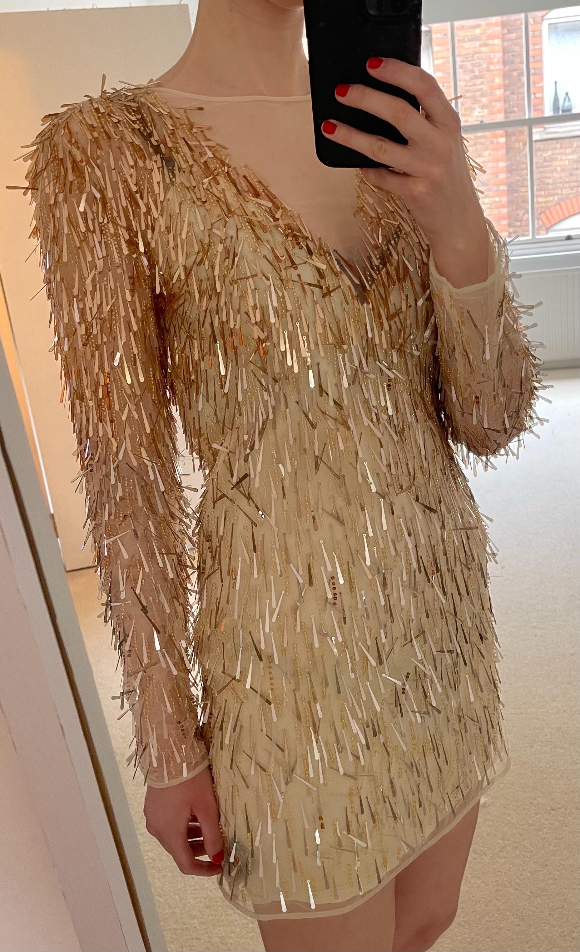 V-neck sequin-embellished dress