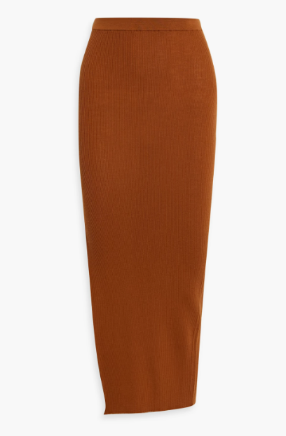 Rick Owen Ziggy Ribbed Wool-Blend Midi Skirt