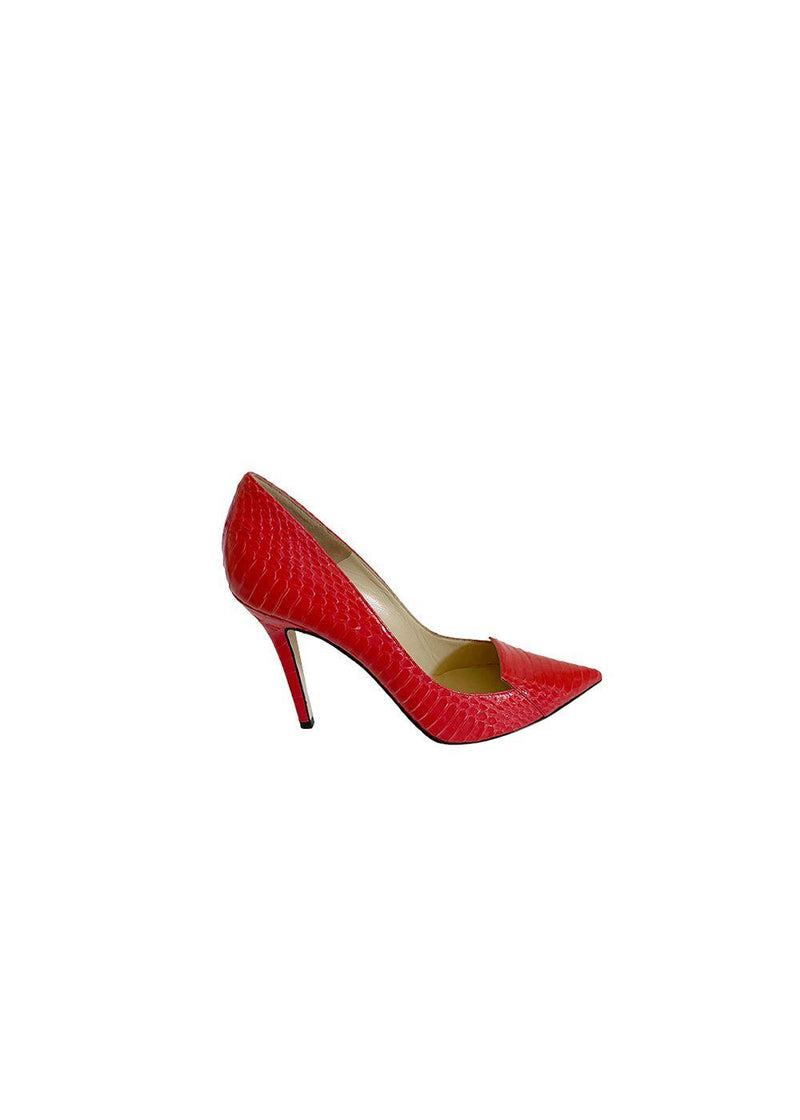 Red snakeskin Avril heeled pumps