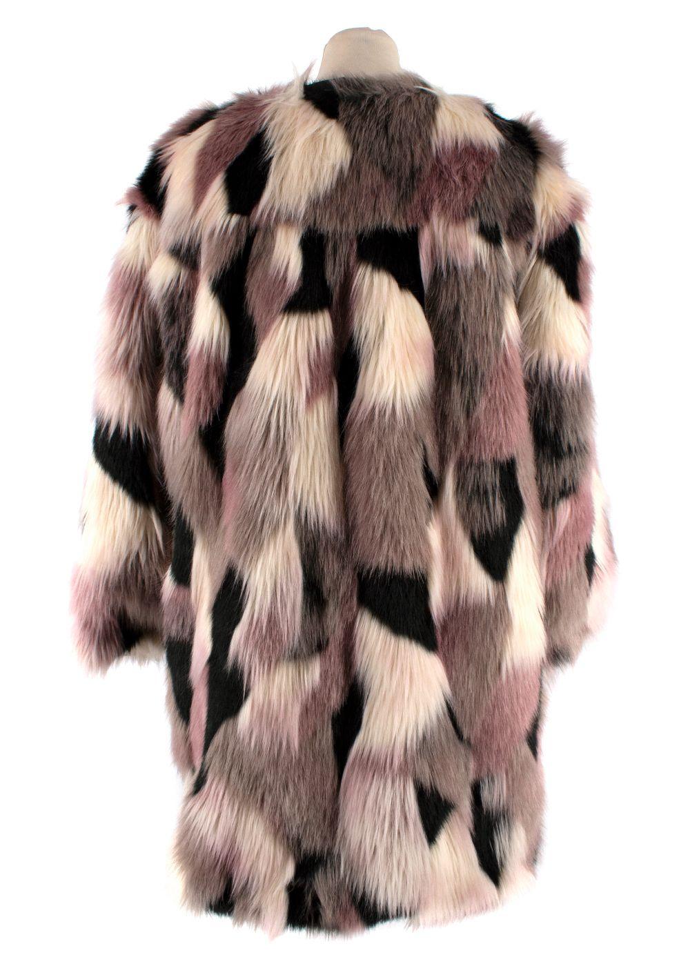 Nina Ricci Reversible Patchwork Faux Fur Coat