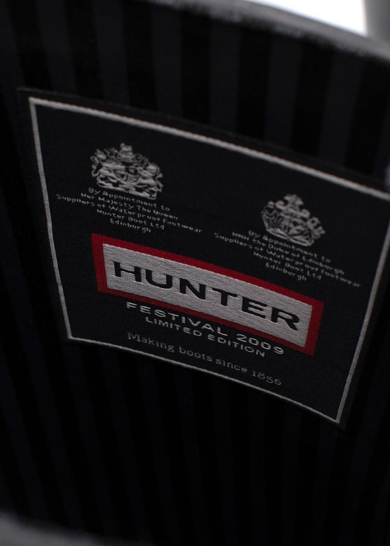 Hunter Black Lace Up Embellished Festival Wellington Boots