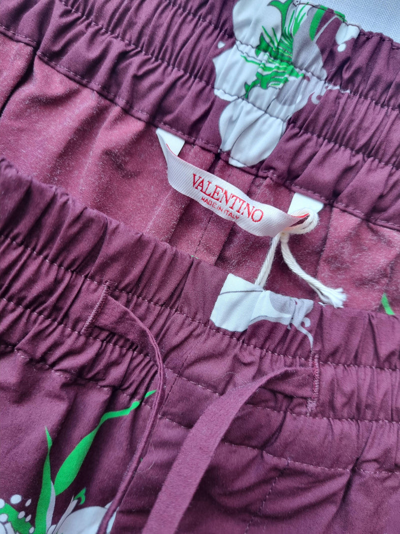 Burgundy & green floral shorts