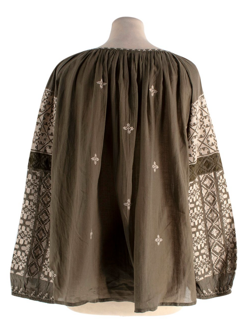 Nili Lotan Khaki Cotton Blouse