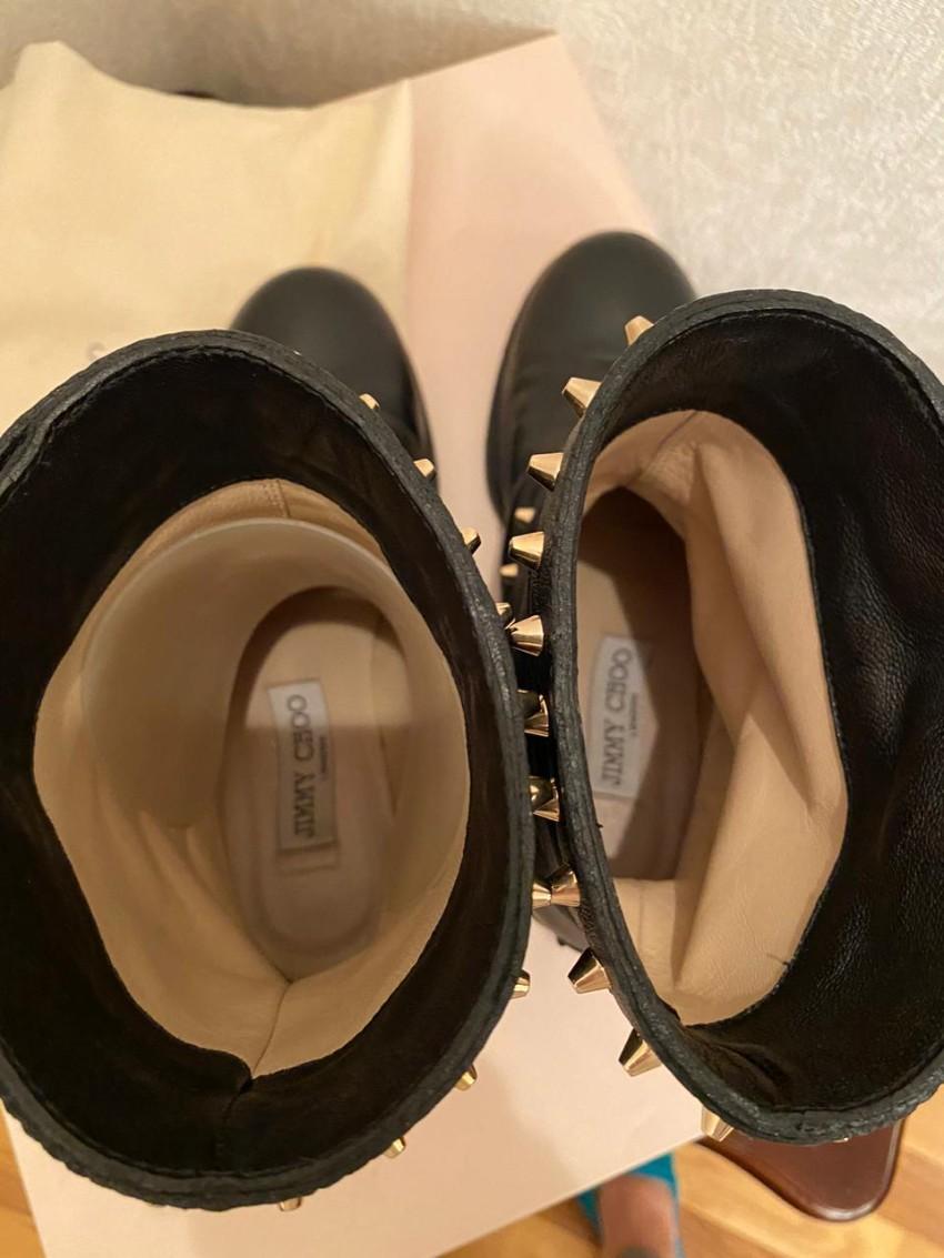 Jimmy Choo Black Leather Biker Boots