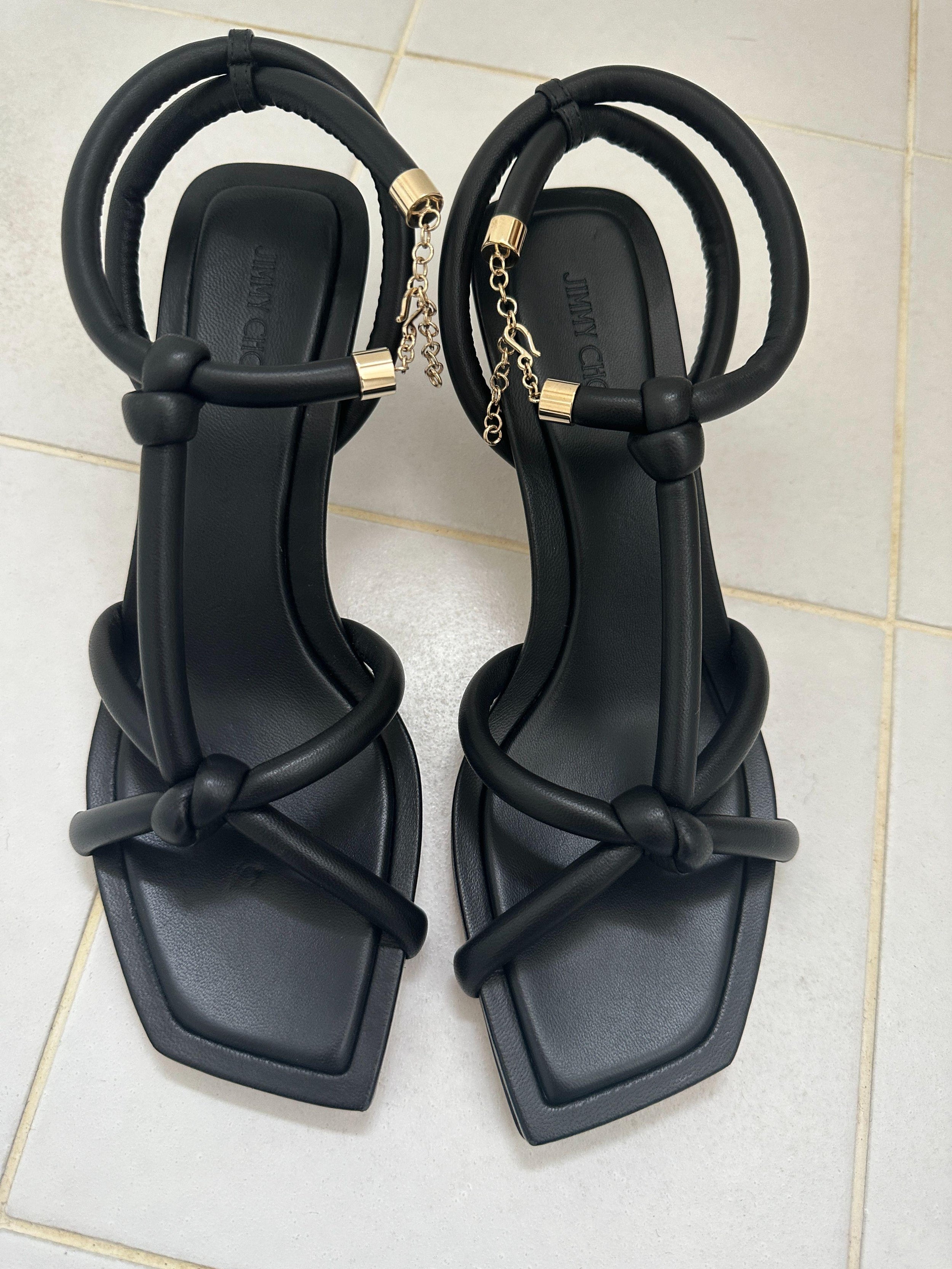 Jimmy Choo Black Fort 50 Knotted Sandals