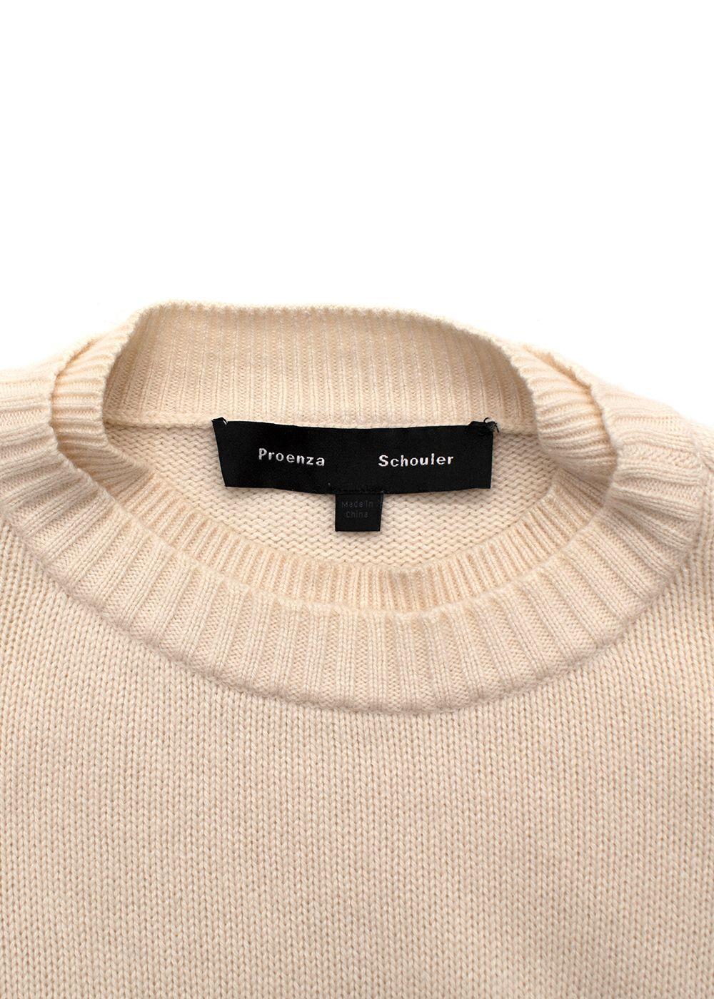 Proenza Schouler Cream Round Neck Jumper with Zipper Detail