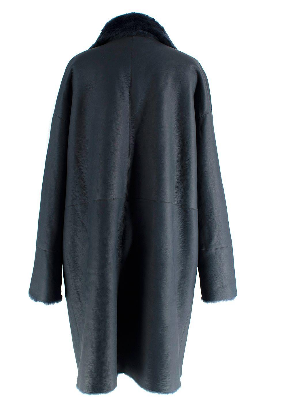 Loro Piana Blue Reversible Lamb Shearling Coat