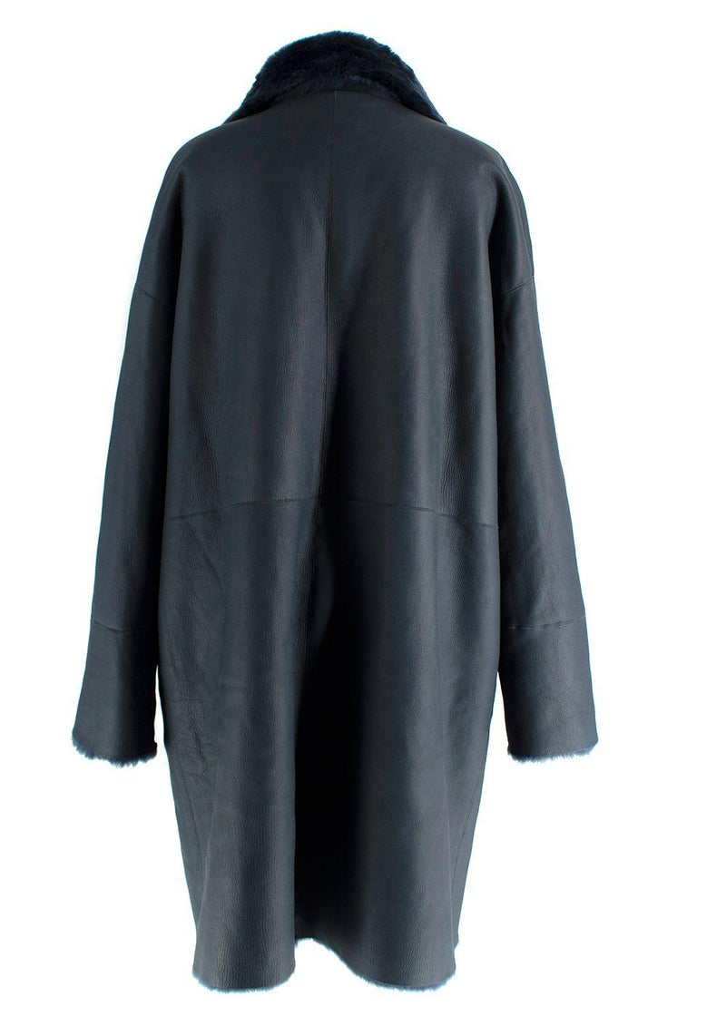 Loro Piana Blue Reversible Lamb Shearling Coat