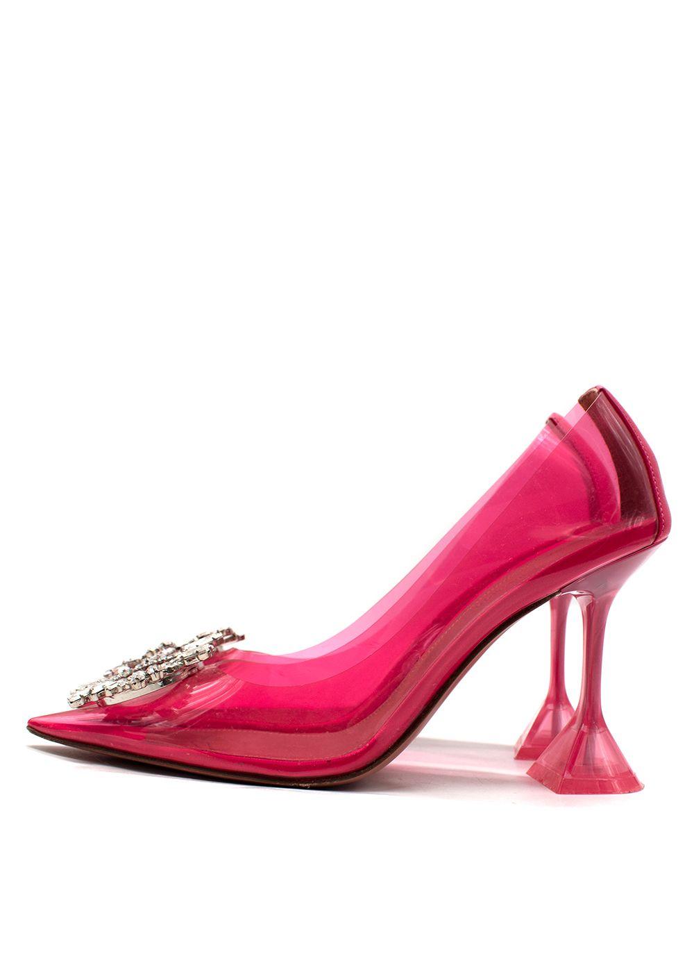 Amina Muaddi Begum Emellished Pink PVC Pump