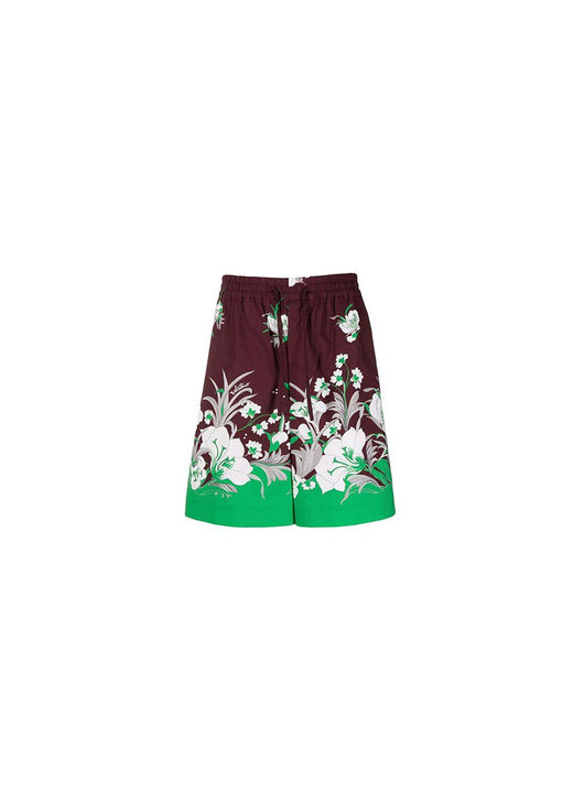 Burgundy & green floral shorts