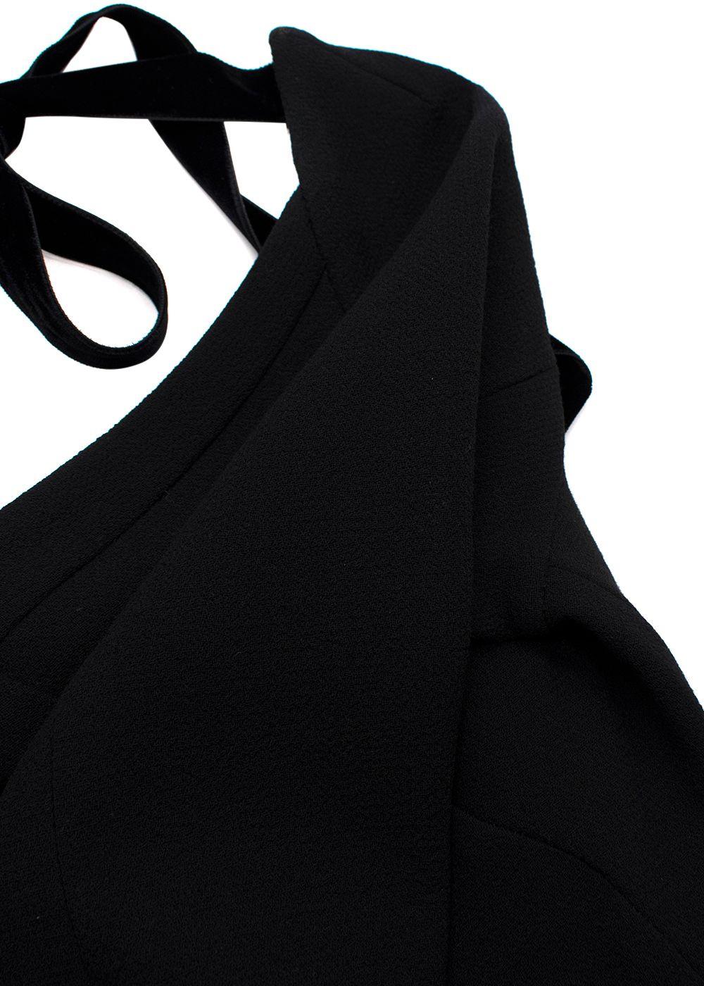 Roland Mouret Black Velvet Neck Tie Midi Dress