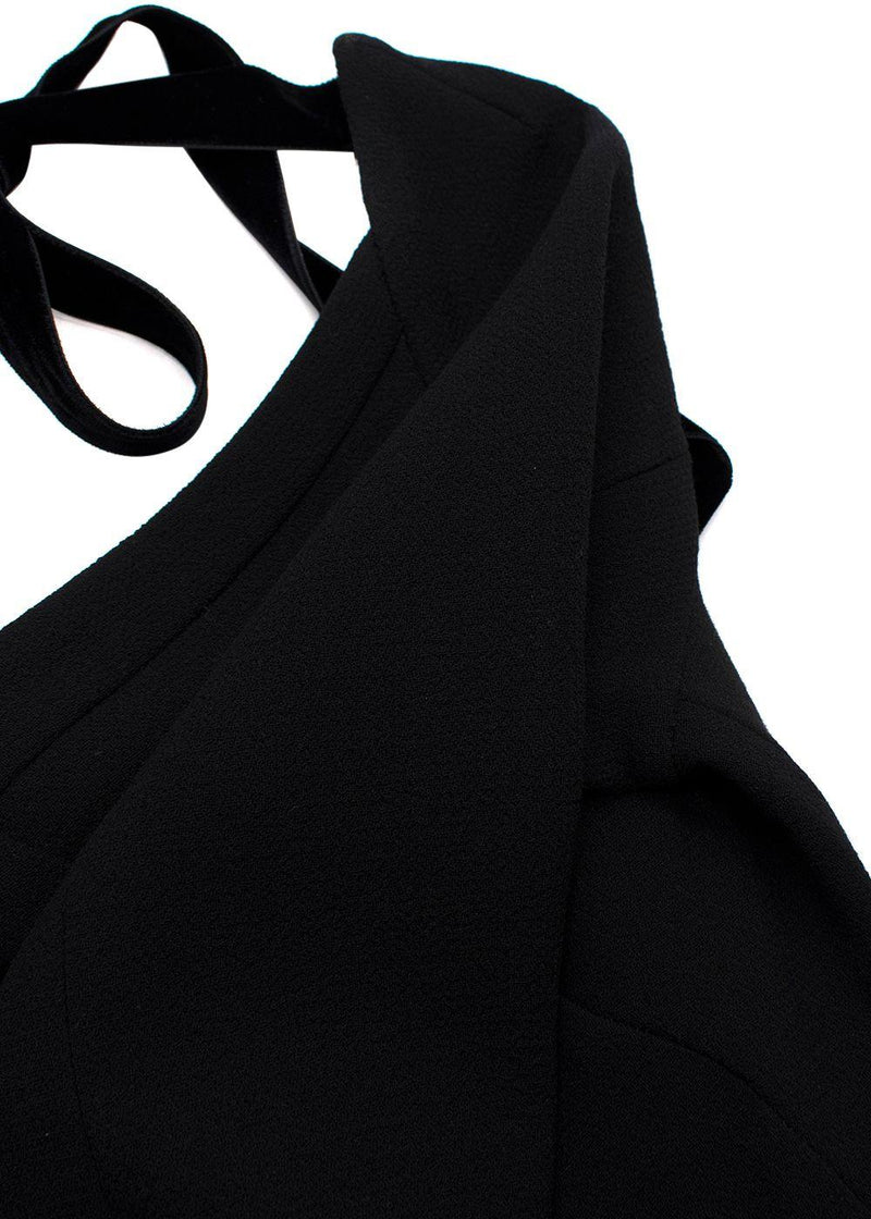 Roland Mouret Black Velvet Neck Tie Midi Dress