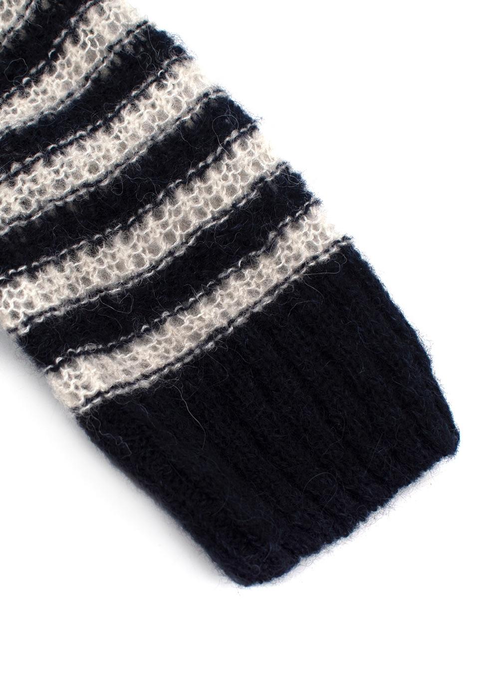 Dior Black Striped Alpaca Blend Jumper with Gold Button Detail