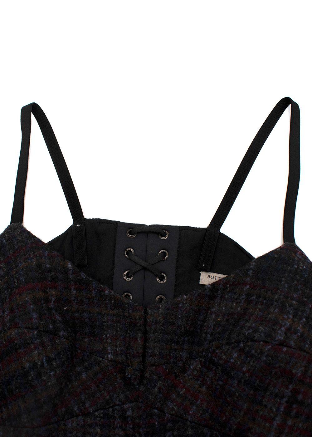 Bottega Veneta  Wool Plaid Laced Back Dress