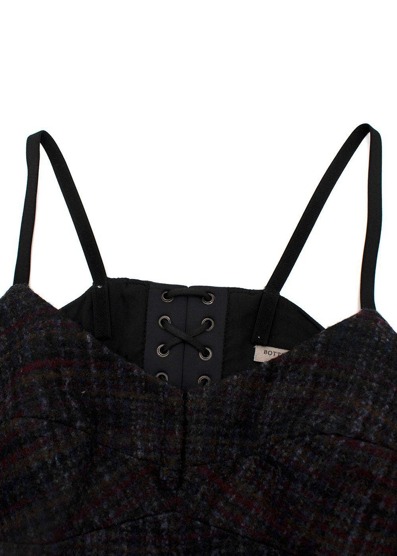 Bottega Veneta  Wool Plaid Laced Back Dress
