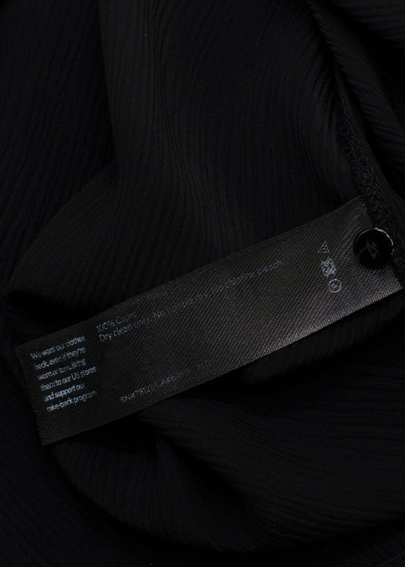 Eileen Fisher Black Textured Cupro Round Neck Top