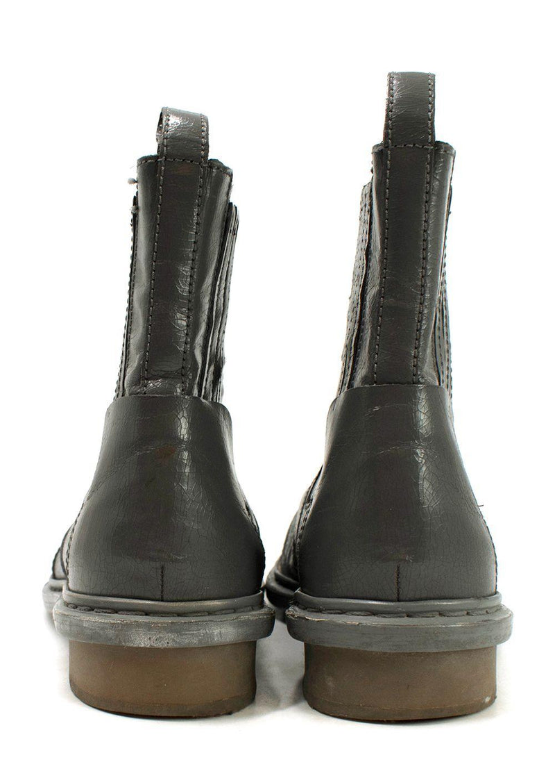 Balenciaga Grey Distressed Leather Chelsea Boots