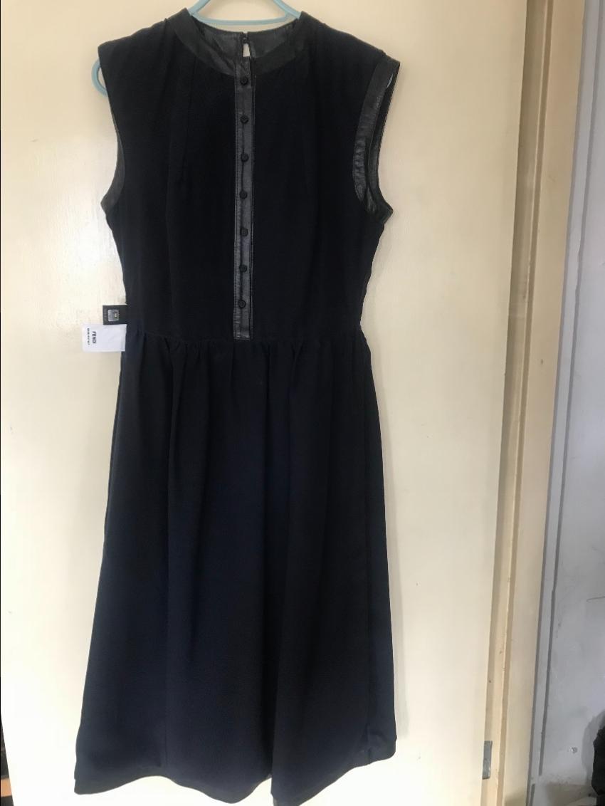 Fendi leather ruffle front dress