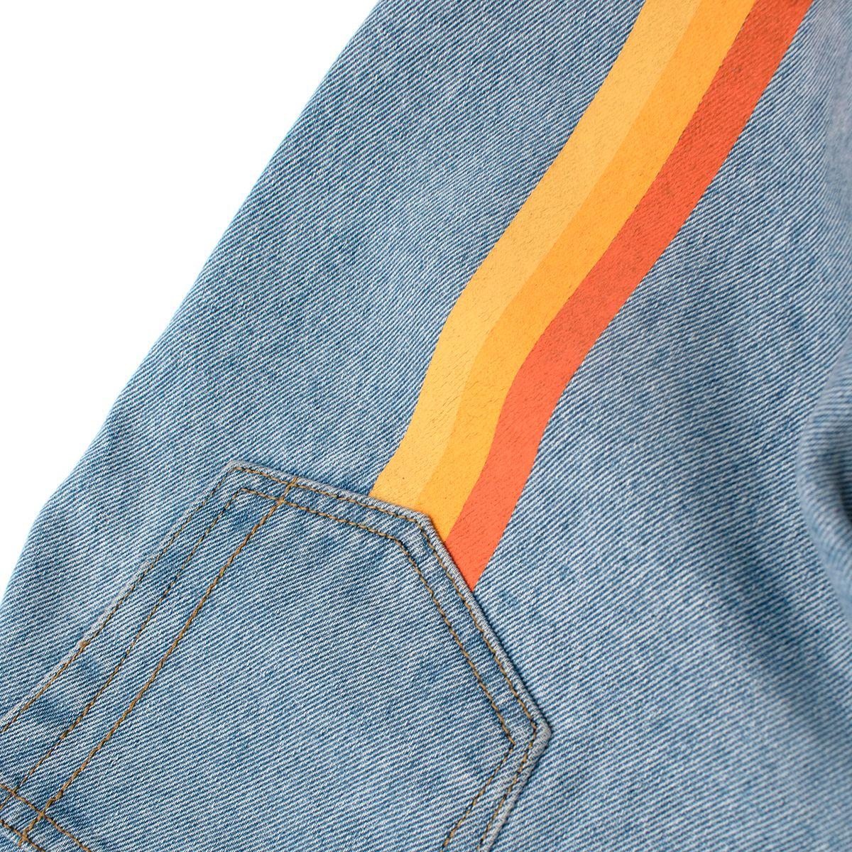 Vintage-Wash Sunset Painted Denim Shorts