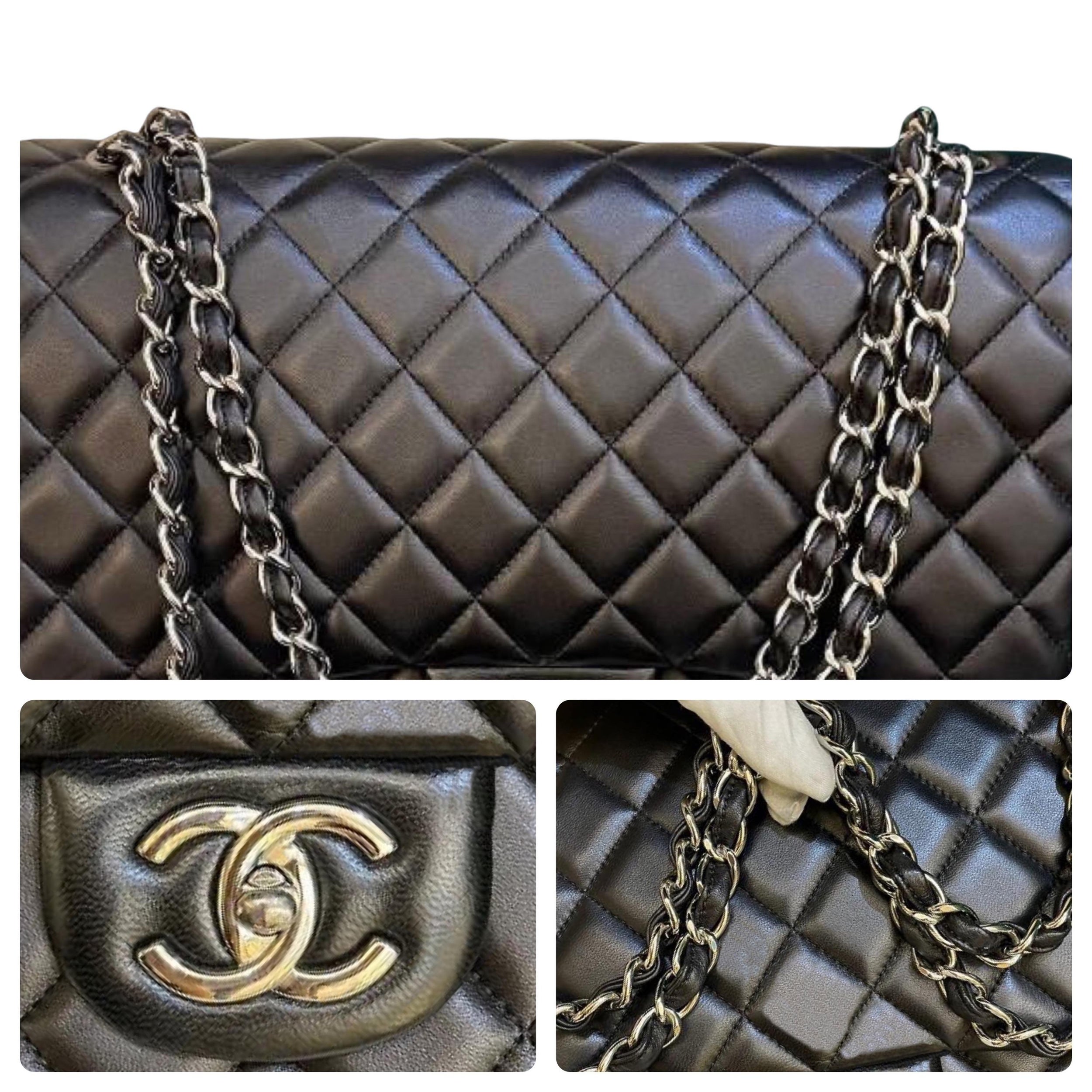 Black Lambskin Maxi Double Flap