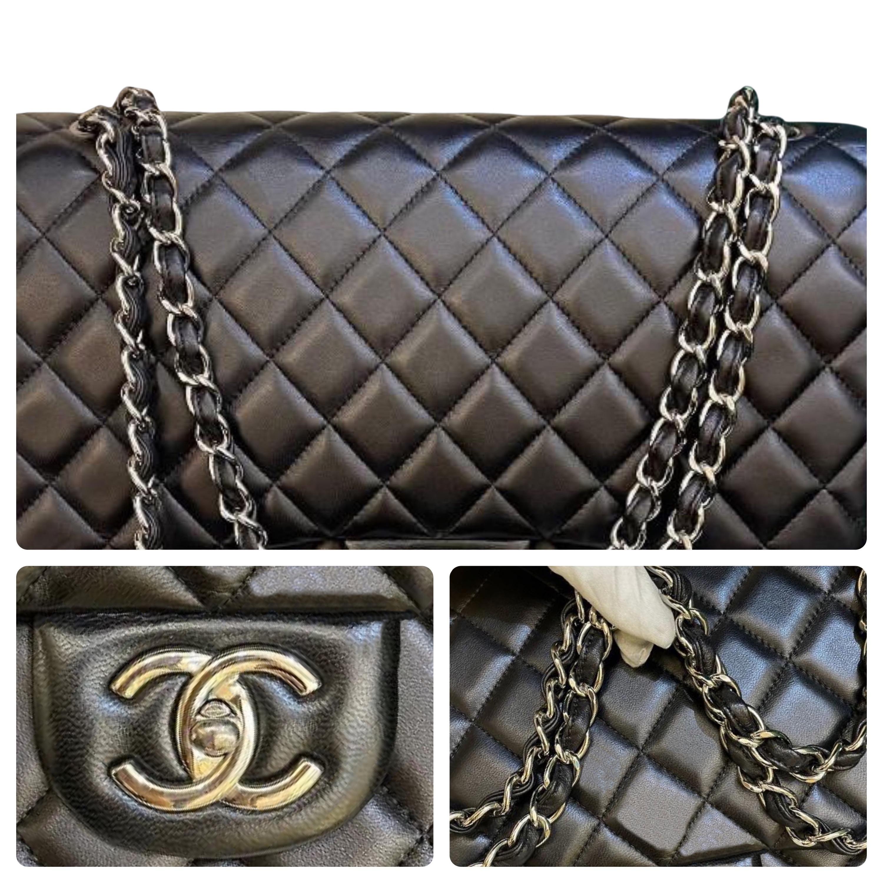 Black Lambskin Maxi Double Flap