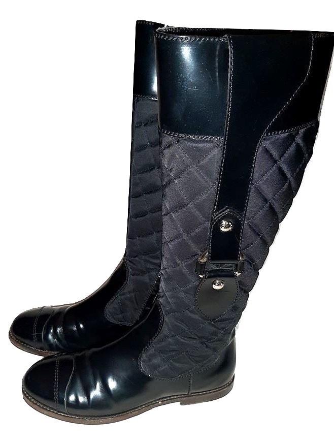 Burberry Black Quilted Leather & Nylon Boots