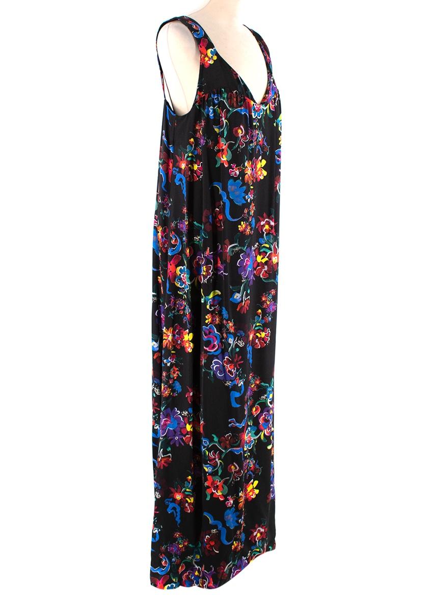 Maison Margiela Black Satin Sleeveless Floral Dress