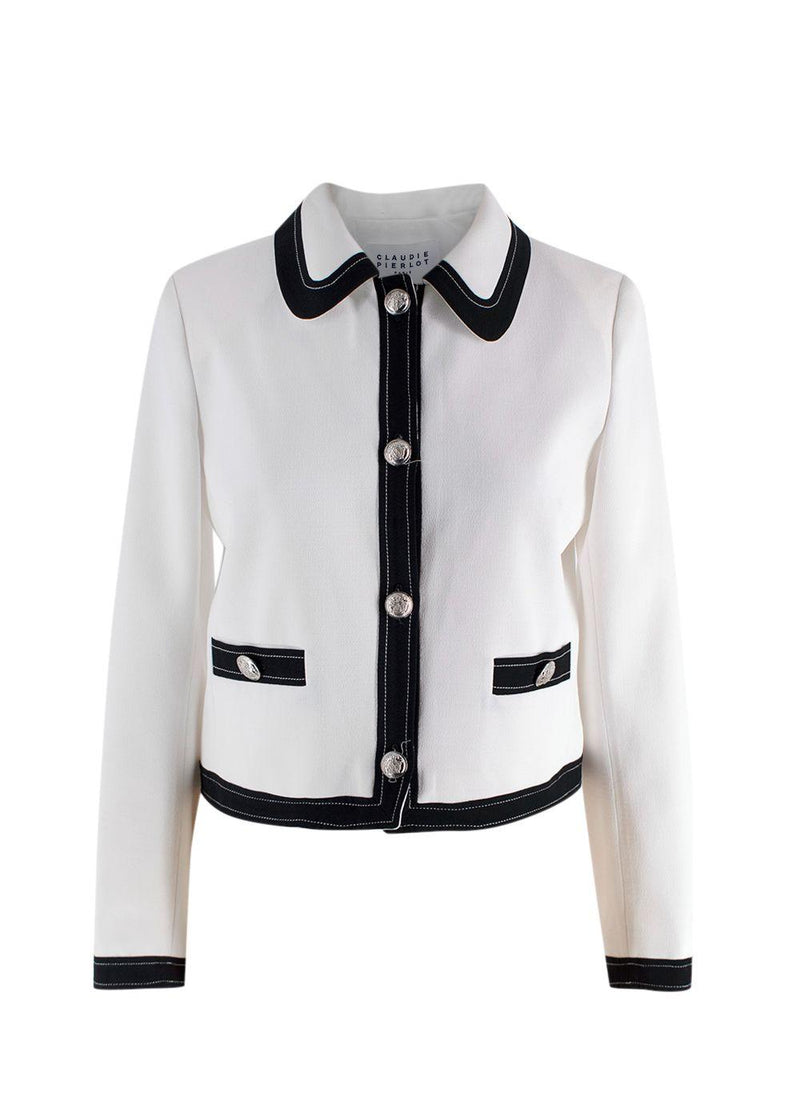 Claudie Pierlot White Contrast Trim Jacket