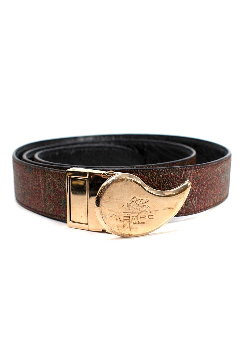 Etro Paisley/Black Reversible Embroidered Belt