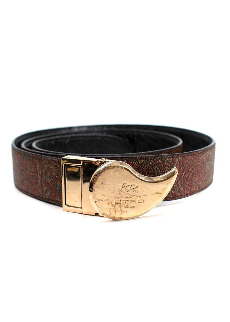 Etro Paisley/Black Reversible Embroidered Belt