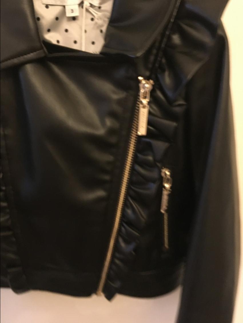 Simonetta Kids Ruffled Faux Leather Jacket