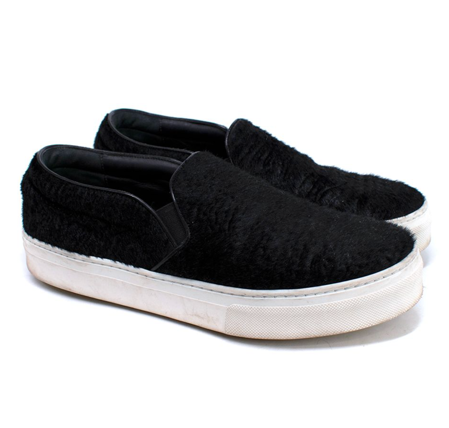 Celine Black Pony Hair Slip On Sneakers