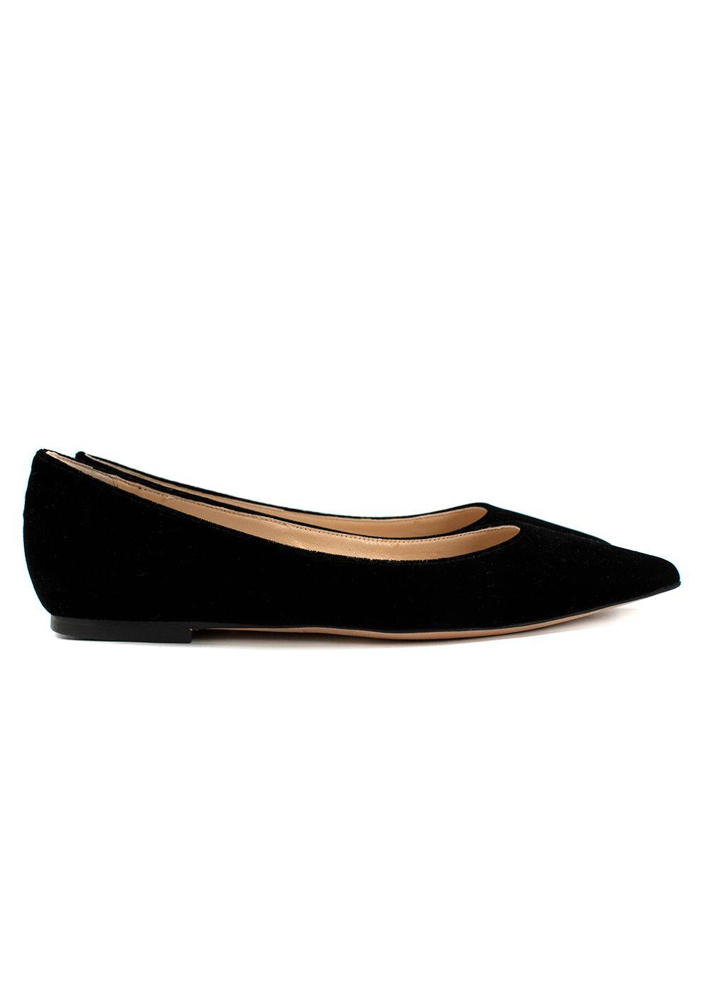 Jimmy Choo Romy Flat Black Velvet Pointy Toe Flats