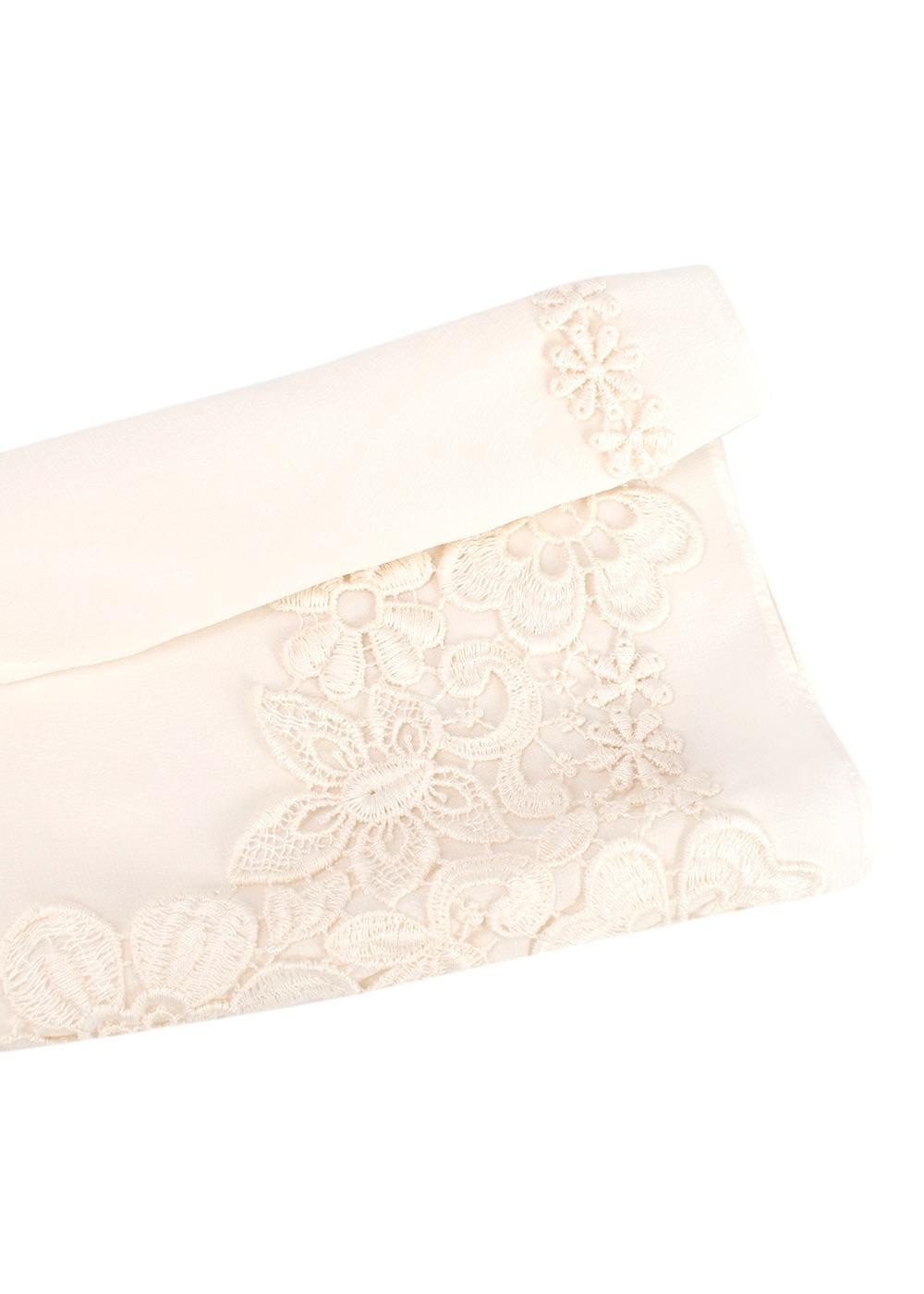 Cream Silk Blend Floral Crochet Top