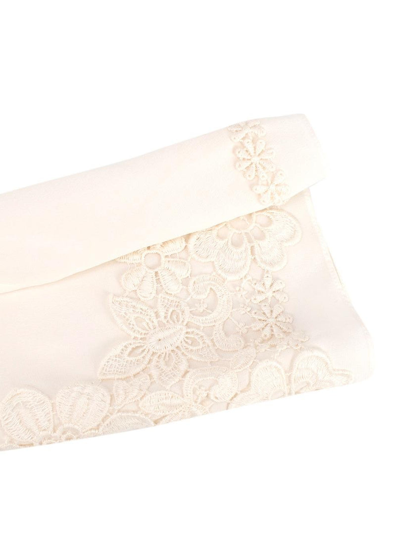 Cream Silk Blend Floral Crochet Top