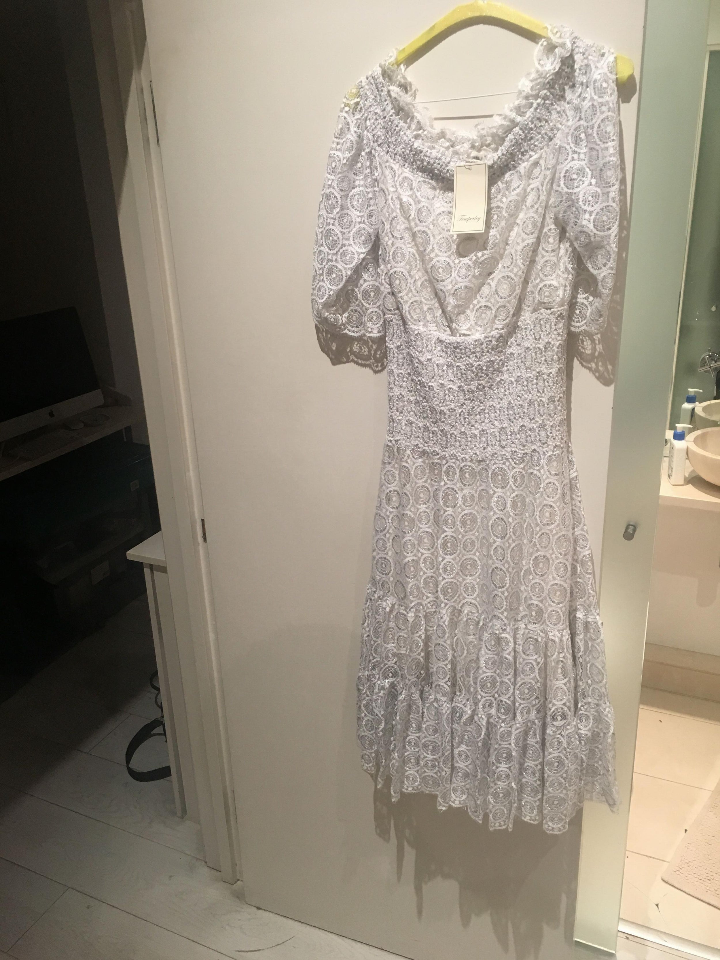 Temperley White Paneled Bardot Dress