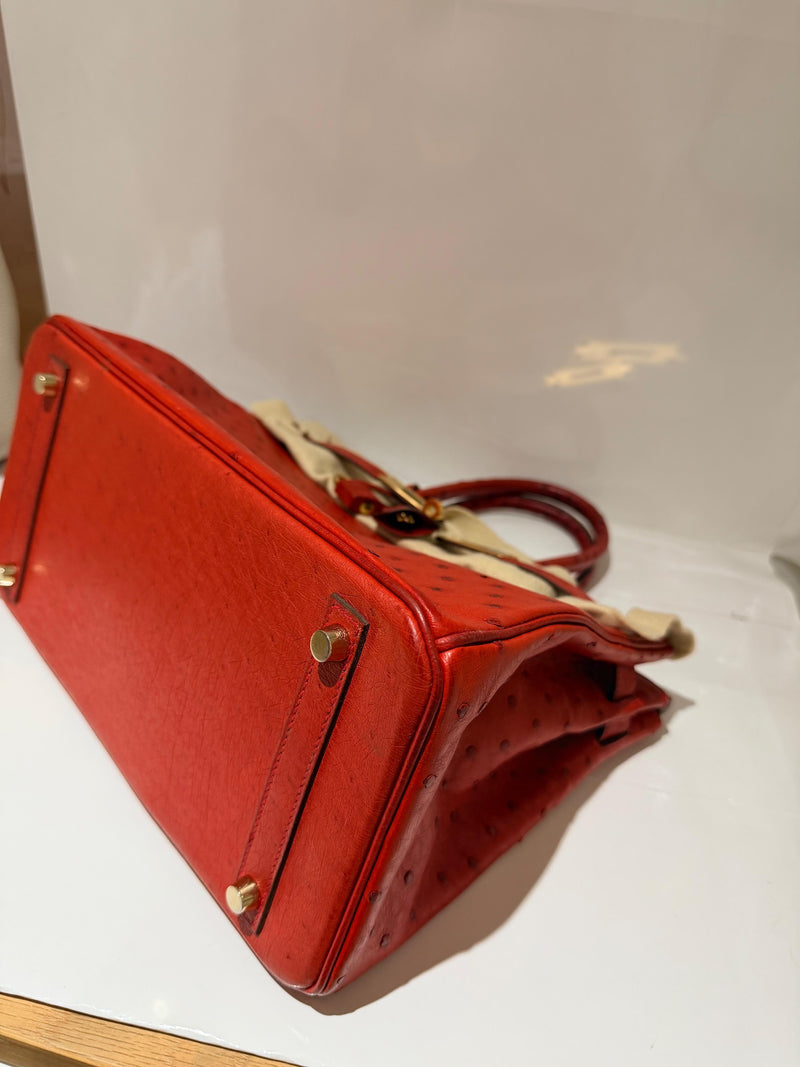 Hermes  Red Ostrich Birkin 30