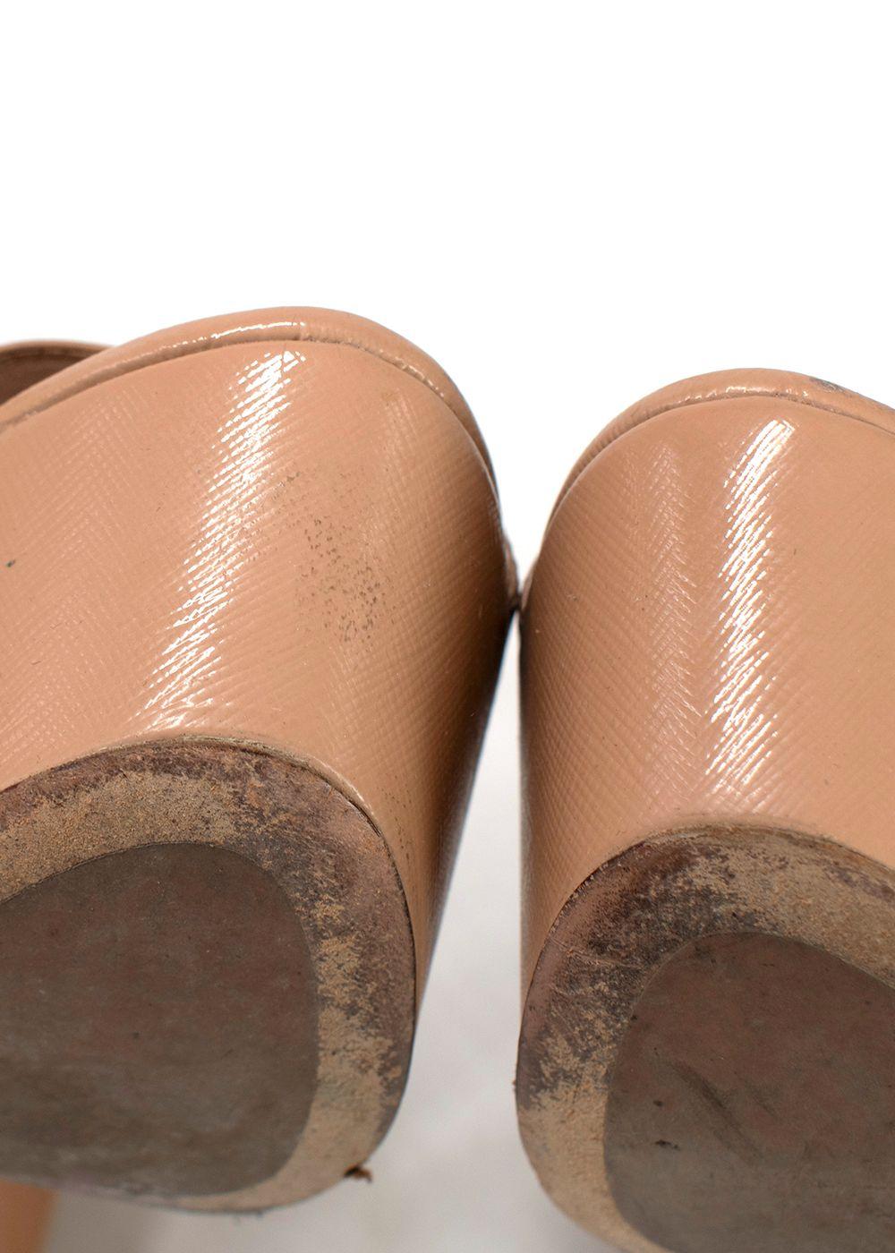 Prada Beige Textured Leather Platform Heels