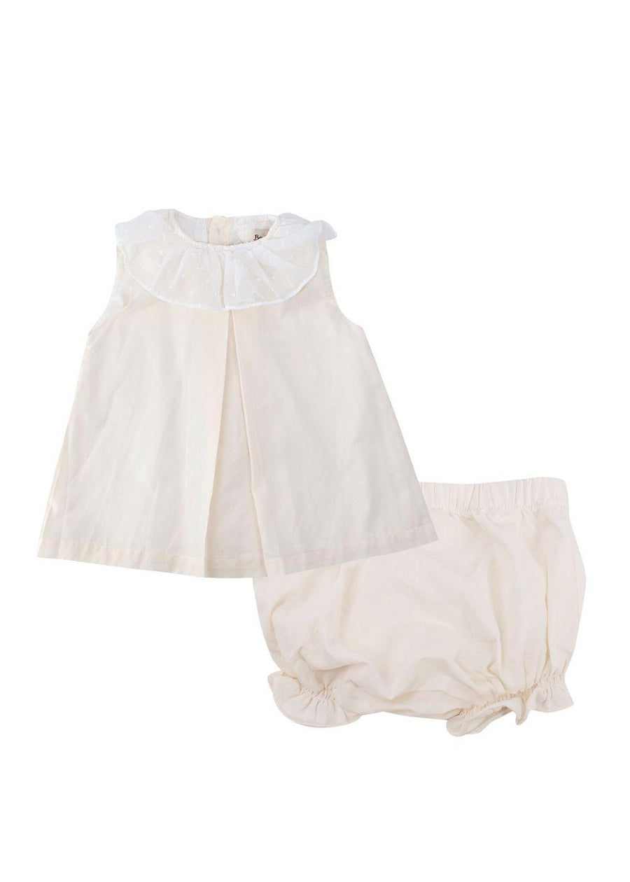 Benedita Cream Ruffle Collar Dress and Shorts Set 2 years