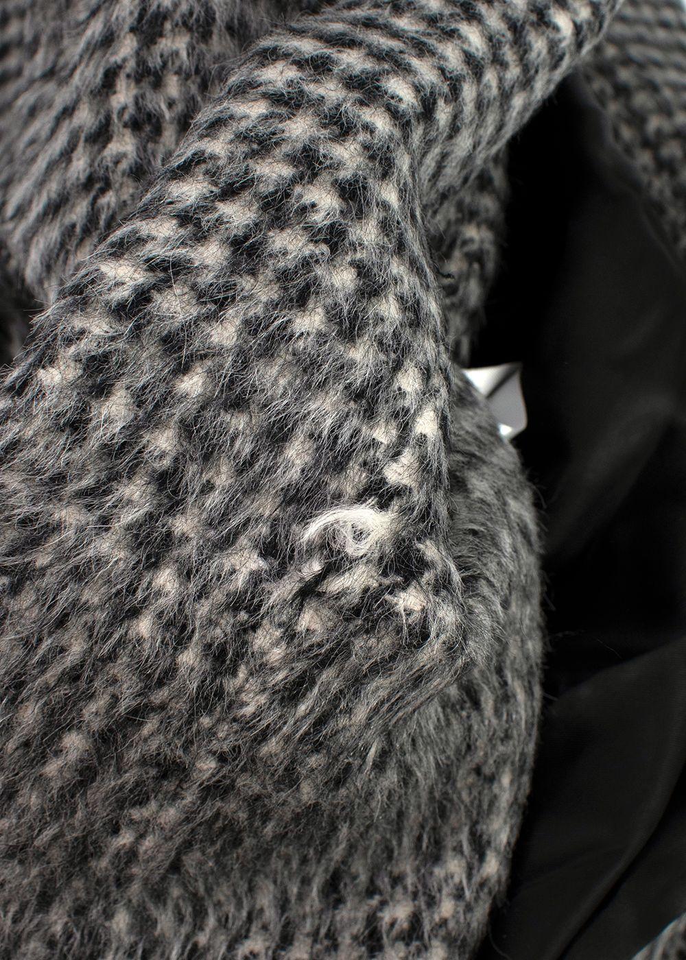 Paco Rabanne Grey Alpaca Blend Houndstooth Coat