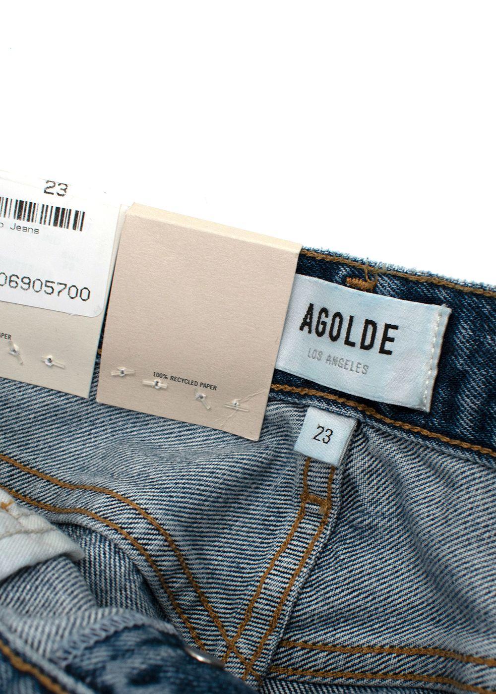 Agolde Riley High Rise Straight Cropped Distressed Jeans