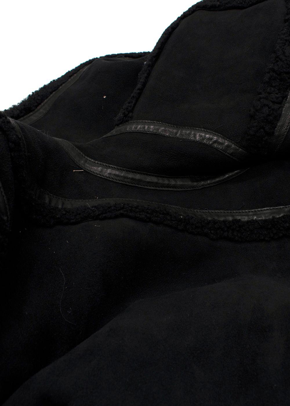Joseph Black Shearling Hooded Biker Jacket
