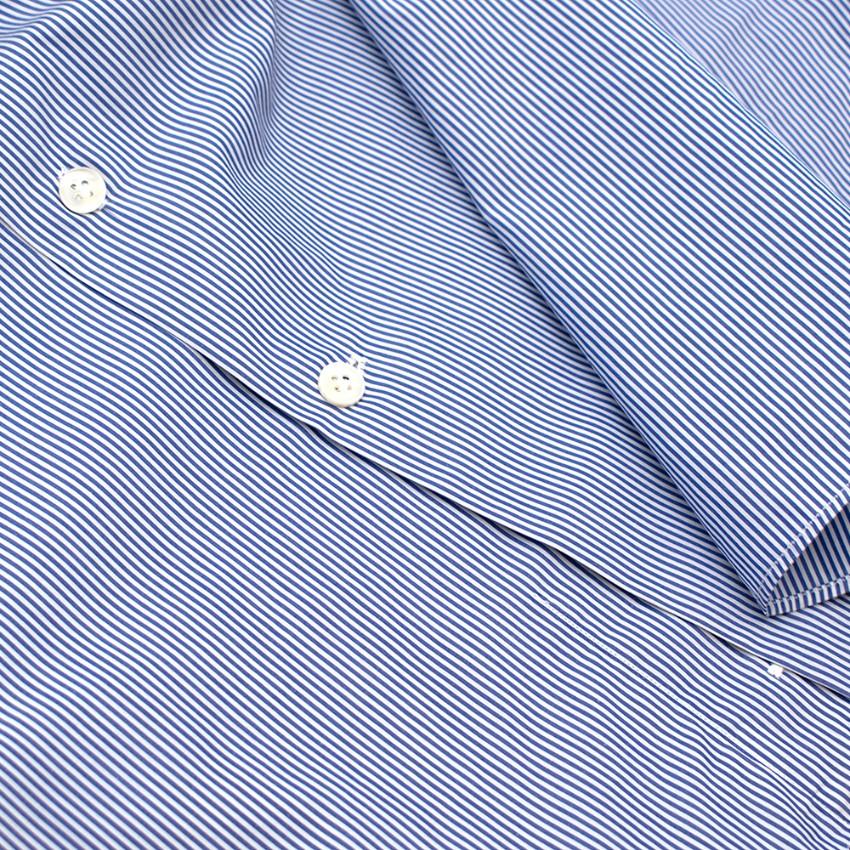 Emanuele Maffeis Blue & White Striped Cotton Tailored Shirt
