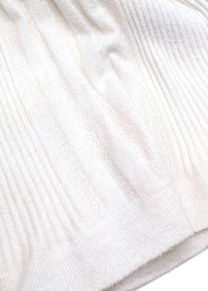 Chanel Faux Pearly and Crystal CC  Short Sleeved Ribbed Knit Top
