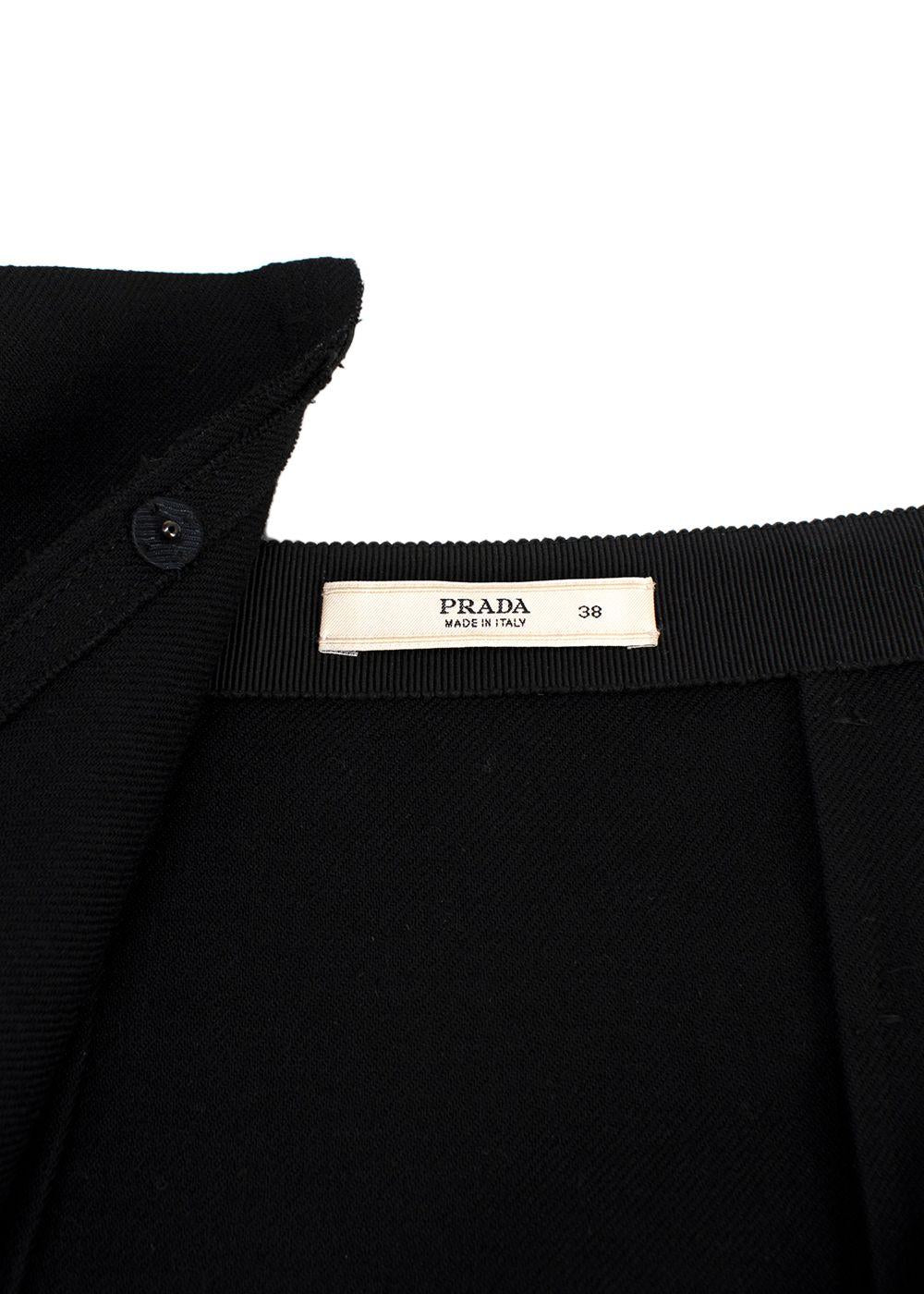 Prada Black Raw Edge Belted Mini Skirt