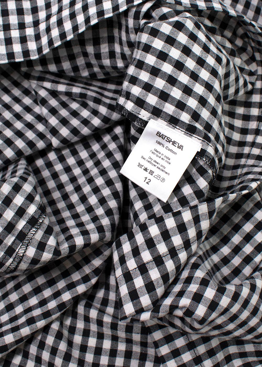 Batsheva Black and White Gingham Scalloped Collar Top
