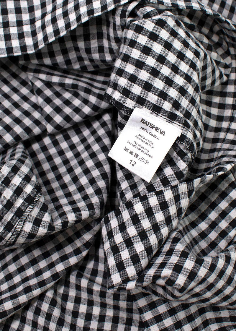 Batsheva Black and White Gingham Scalloped Collar Top